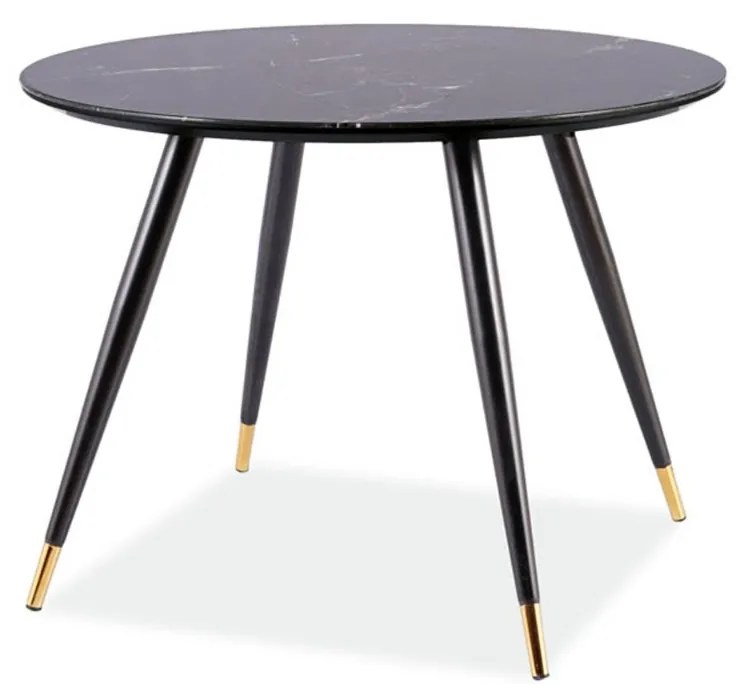 OKRÚHLY JEDÁLENSKÝ STÔL TREVIS ČIERNY MRAMOR + ZLATÝ 100 cm
