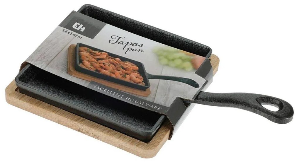Súprava liatinovej panvice a servírovacej dosky TROPE 24 cm čierna