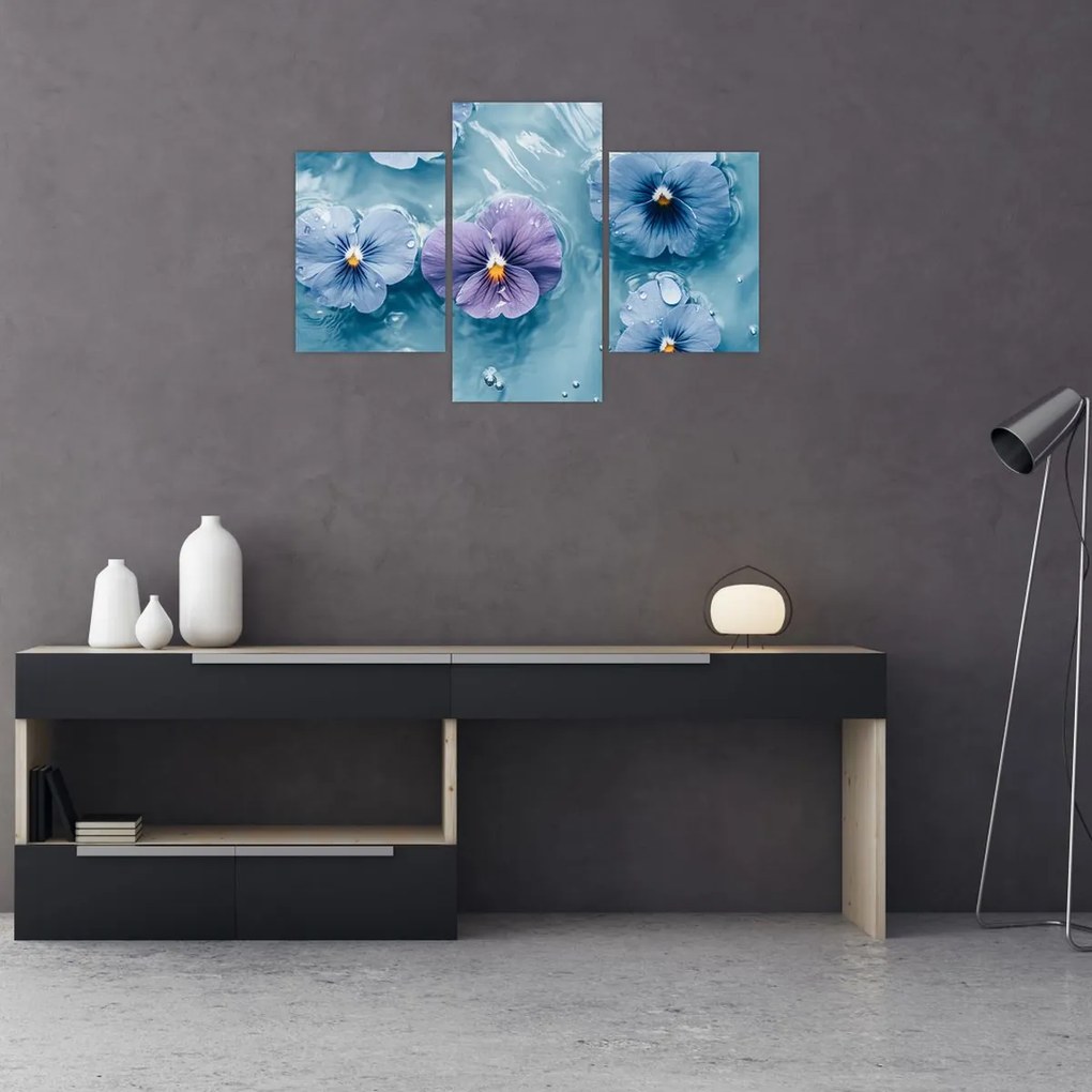 Obraz - Fialky vo vode (90x60 cm)