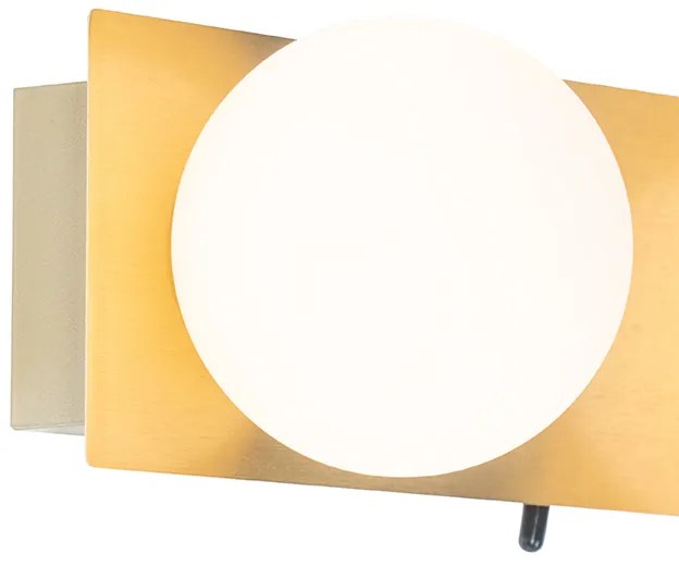 Nástenná lampa zlatá 28 cm IP44 2-svetlo s vypínačom - Cederic