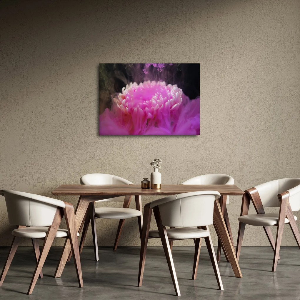Obraz kvetiny v ružovom dyme (70x50 cm)