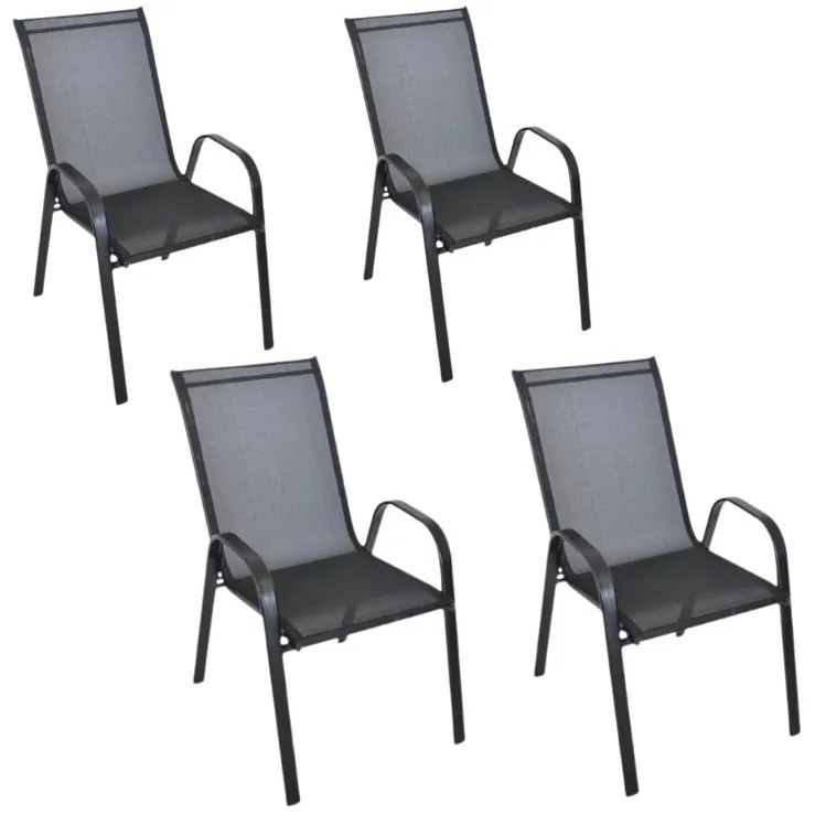 Záhradné kreslá TAVERNO set 4 ks, čierne