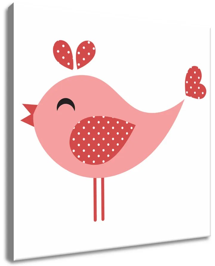 Gario Obraz na plátne Veselý ružový bodkovaný vtáčik Rozmery: 30 x 30 cm
