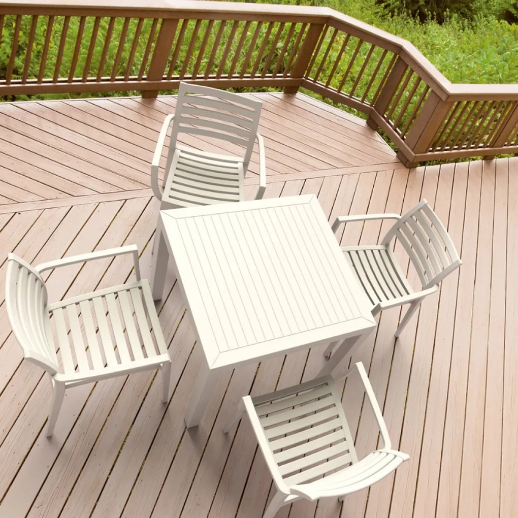 ARTEMIS záhradná stolička s podrúčkami white