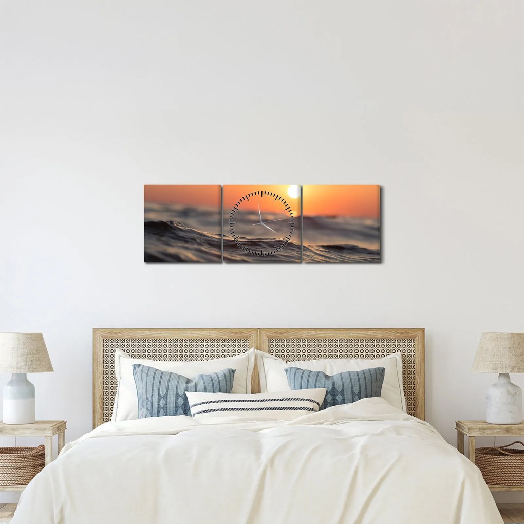 Obraz vodnej hladiny (s hodinami) (90x30 cm)