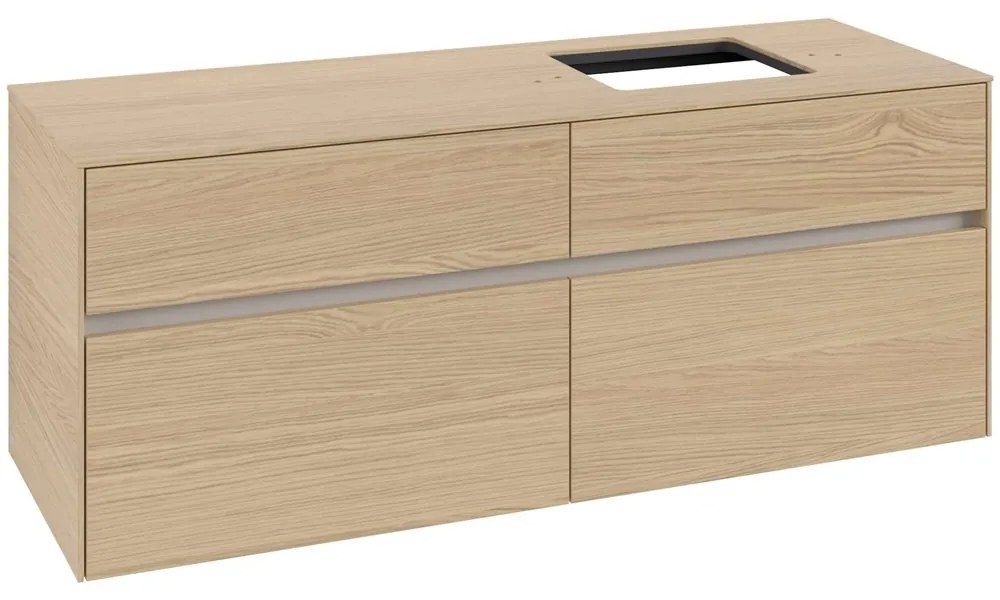 VILLEROY &amp; BOCH Collaro závesná skrinka pod umývadlo na dosku (umývadlo vpravo), 4 zásuvky, 1400 x 500 x 548 mm, Nordic Oak, C13300VJ