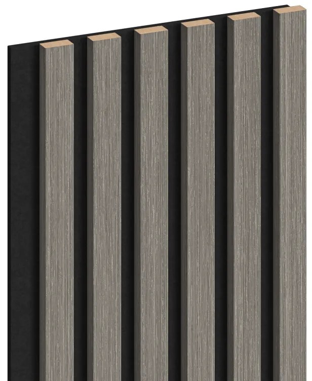 Mexen Lam-F, akustické stenové lamely 275 × 30 cm, plstený podklad 8 mm, technická dyha, dub striebristý, S105-275307-3015-007