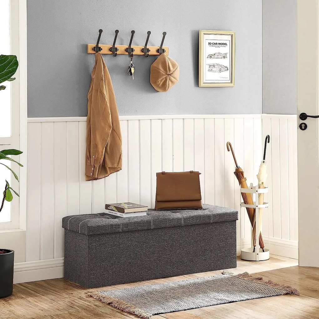 Taburetka, lavica s úložným priestorom, tmavosivá