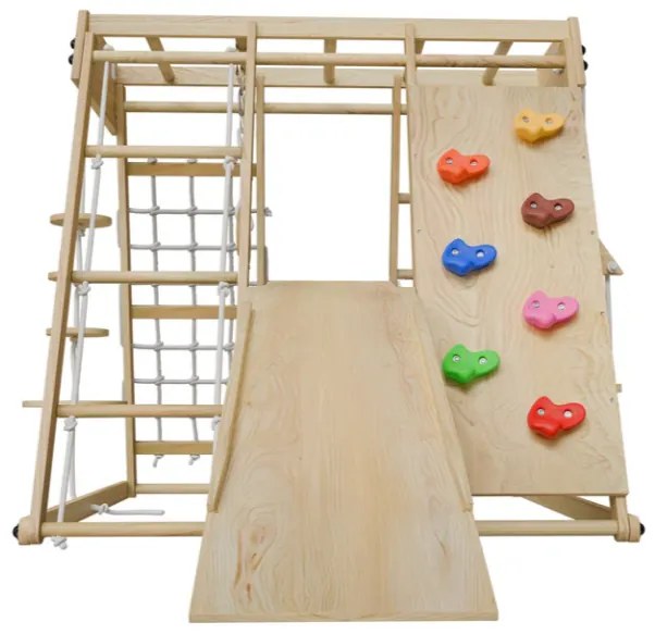 Detské vnútorné drevené ihrisko so šmykľavkou, skladacie veľ