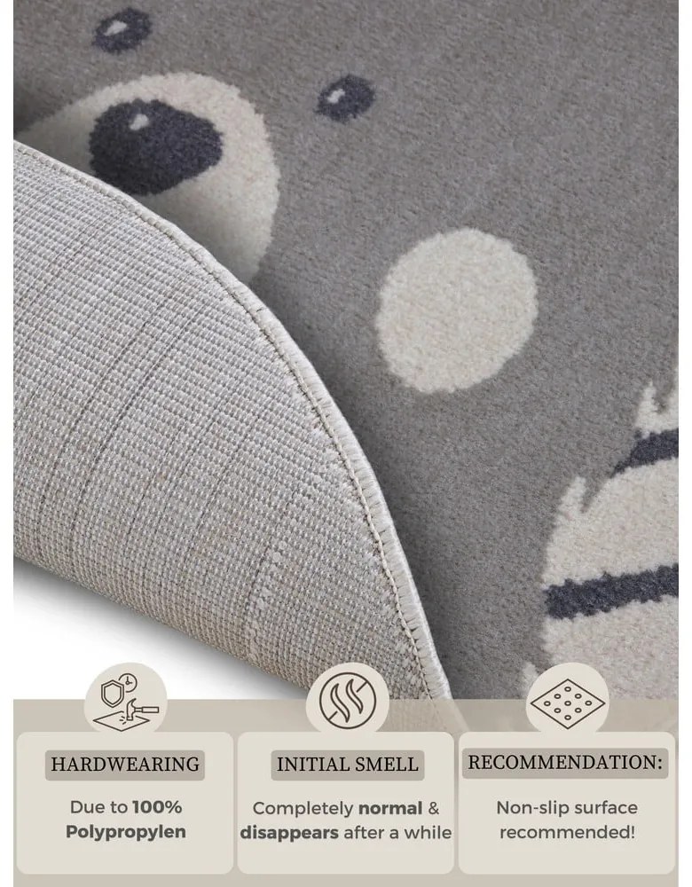 Sivý detský koberec ø 100 cm Bear – Hanse Home