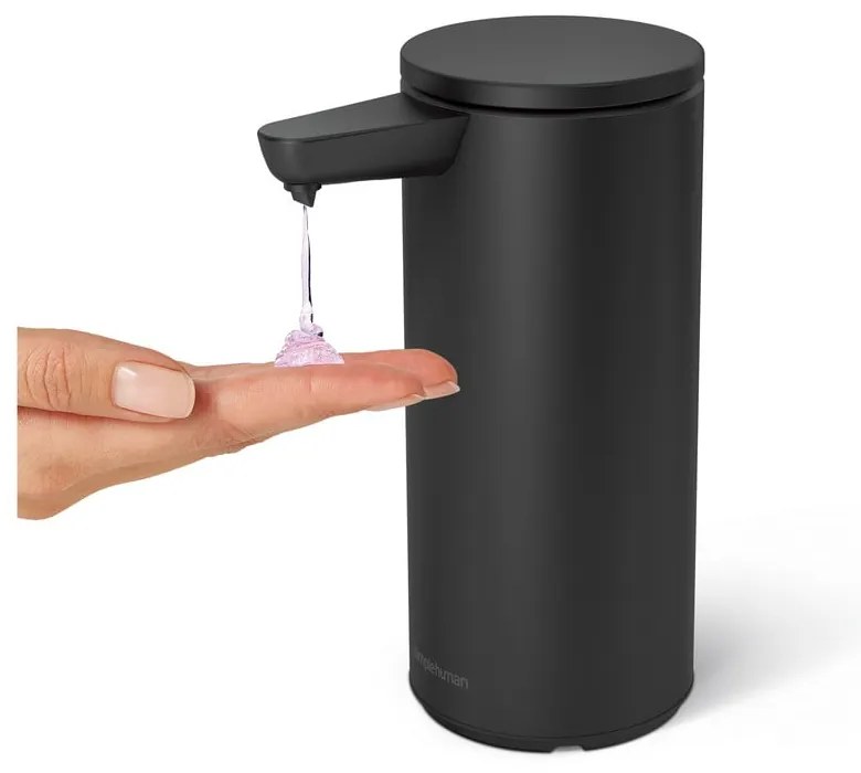 Čierny bezdotykový oceľový dávkovač mydla 266 ml – simplehuman