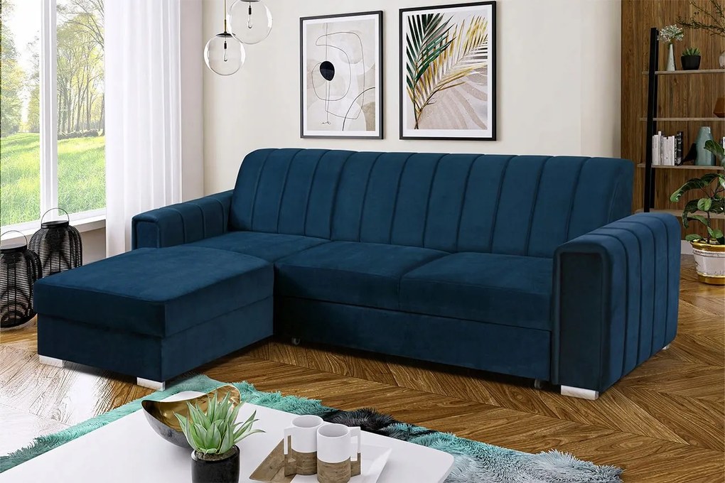 Rohová sedacia súprava Ricky (tmavomodrá)