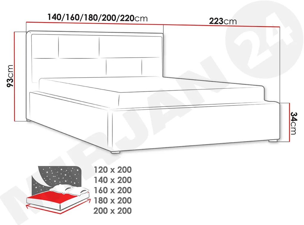 Manželská posteľ 180 cm Nino (sivá). Vlastná spoľahlivá doprava až k Vám domov. 1122726
