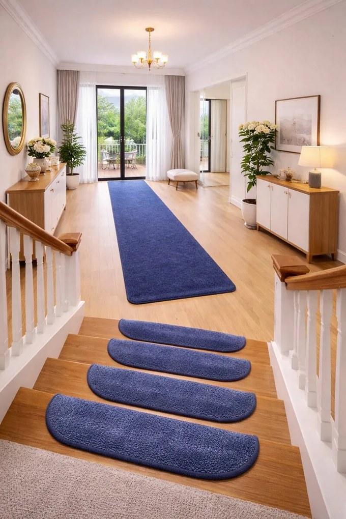 Vopi Nášľapy na schody Eton modrý polkruh, samolepiaci - 28x65 polkruh (rozmer vrátane ohybu)