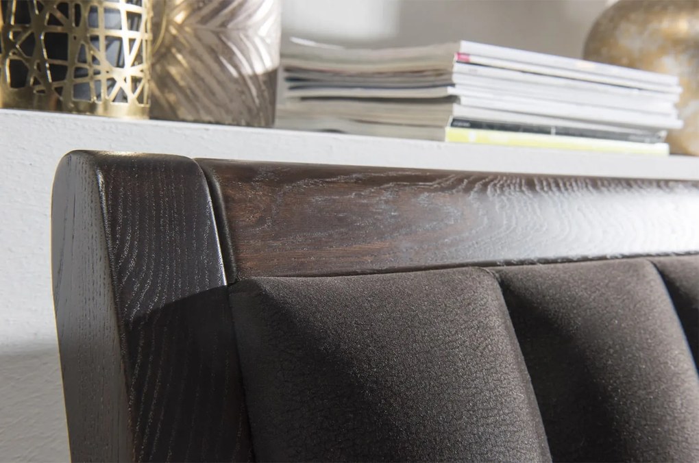 Dvoulůžková postel Porti 76 160x200 z masivu dub čokoládový/černá