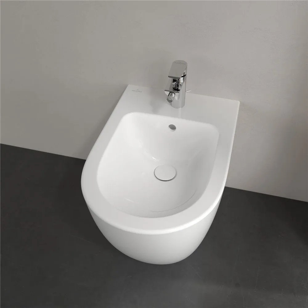 VILLEROY &amp; BOCH Subway 2.0 samostatne stojací bidet s otvorom, s prepadom, 370 x 560 mm, biela alpská, s povrchom CeramicPlus, 540100R1