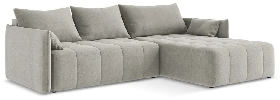 Svetlosivá rozkladacia/s úložným priestorom rohová pohovka (pravý roh/s leňoškou) Moku – Makamii