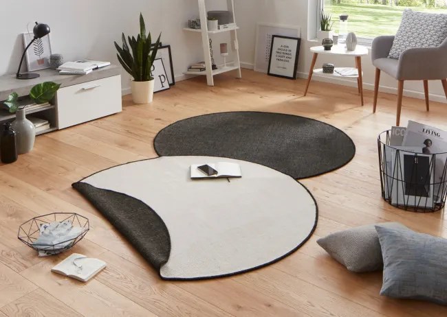 Obojstranný koberec Hanse Home Twin Miami čierny / krémový kruh