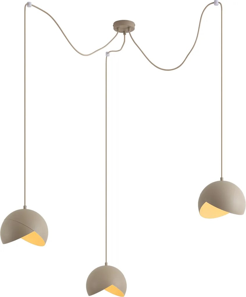 Dizajnová závesná lampa béžová s opálovým sklom 3-svetelná - Tulip