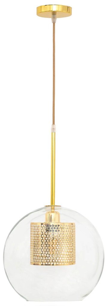 Toolight, sklenená závesná lampa 1xE27 APP554-1CP 20cm, zlatá, OSW-00075