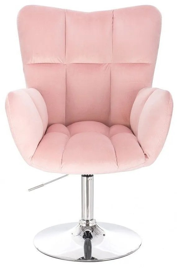 LuxuryForm DESIGN Otočné kreslo AURORA VELUR na striebornom tanieri - svetlo ružové
