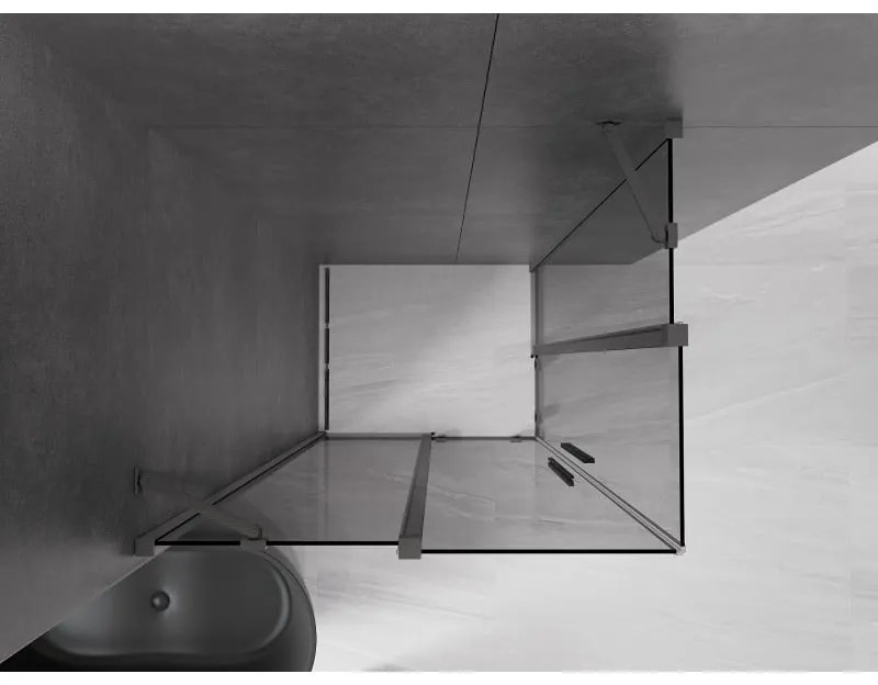 Mexen Velar Duo, sprchový kút s posuvnými dverami 90 x 80 cm, 8mm šedé sklo, grafit brúsený, 871-090-080-42-66