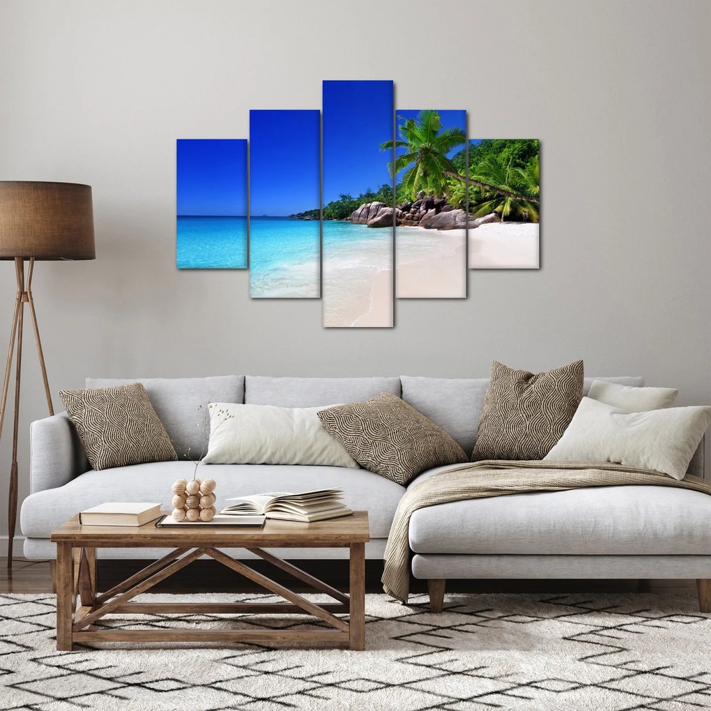Obraz pláže na Praslin ostrove (150x105 cm)