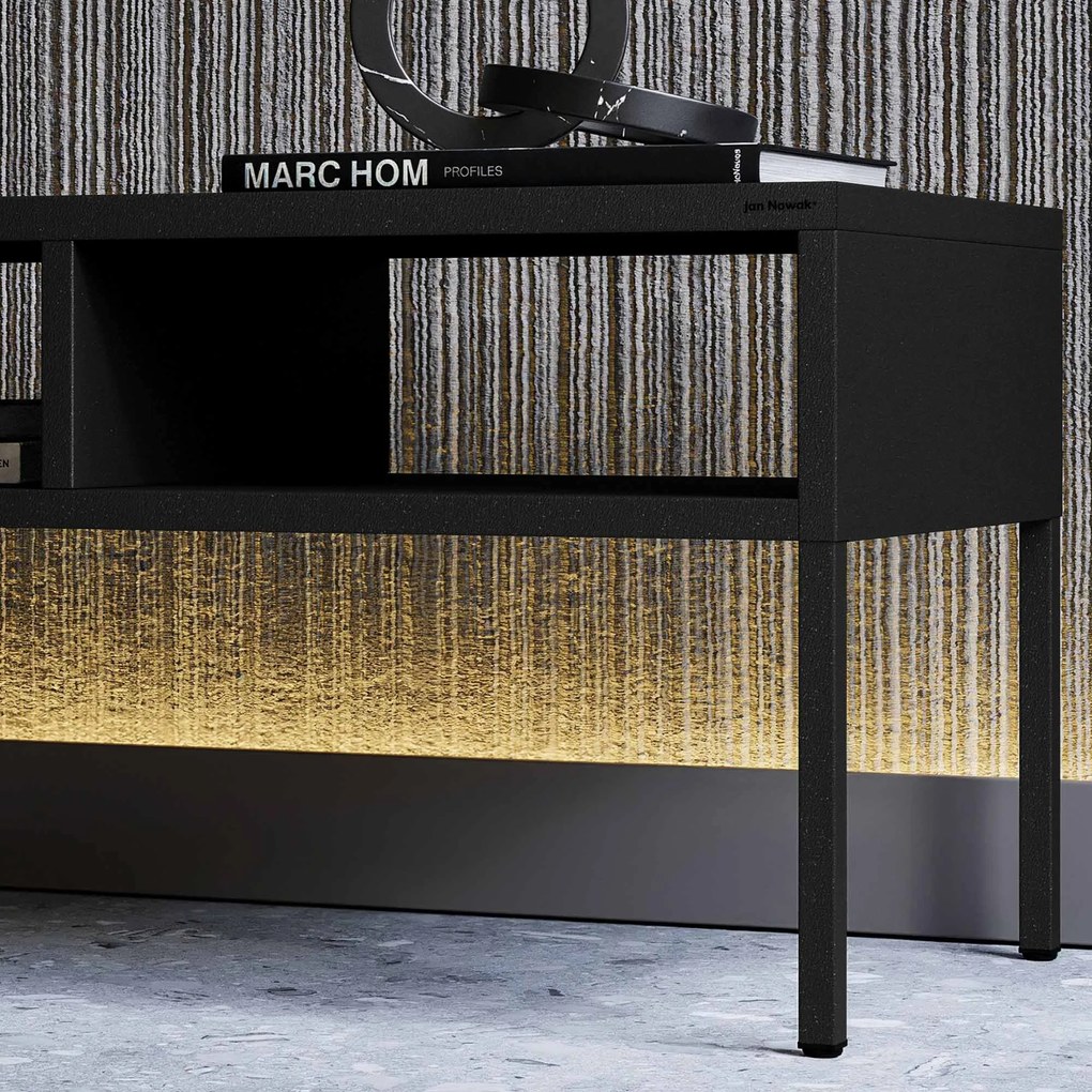 Čierny kovový obdĺžnikový konferenčný stolík, 900x450x450 mm: MATTEO