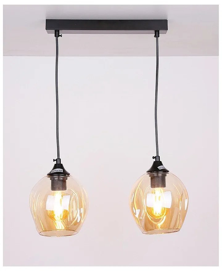 Čierne závesné svietidlo so skleneným tienidlom 14x48 cm Aspa - Candellux Lighting