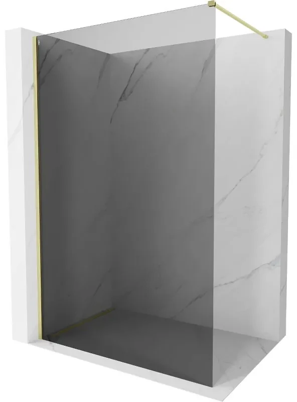 Mexen Kioto-X, sprchová zástena 120 x 200 cm, 10mm šedé sklo, zlatý matný profil, 800-120-101-55-40-X