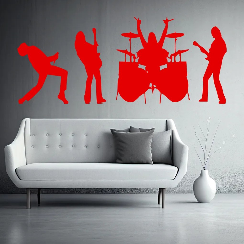 Veselá Stena Samolepka na stenu na stenu Rocková kapela Farba: růžová, Veľkosť: 80 x 32 cm