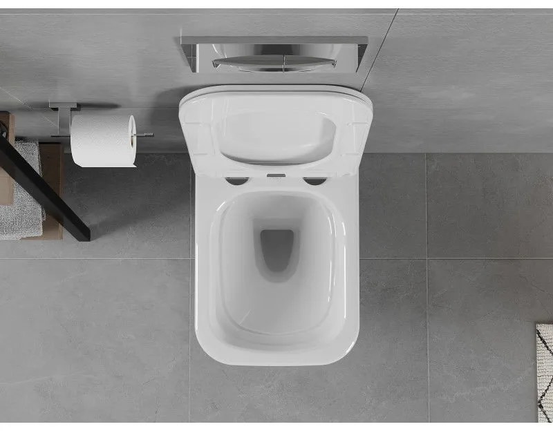Mexen Elis závesné wc Rimless s toaletným Slim sedátkom z duroplastu, 52 x 34,5 cm, biela - 30910600