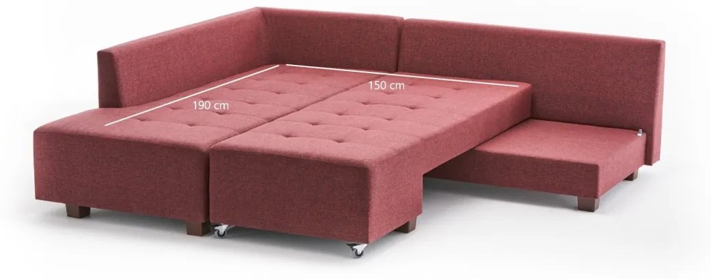 Rohová rozkladacia pohovka Manama bordó II ľavá