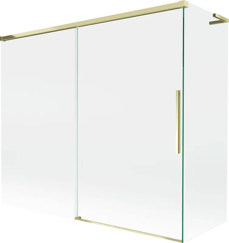 Mexen Rox, L posuvná 2-krídlová vaňová zástena 180 + 80 x 150 cm, 8mm číre sklo, zlatý lesklý profil, 8C9L-180-080-50-00