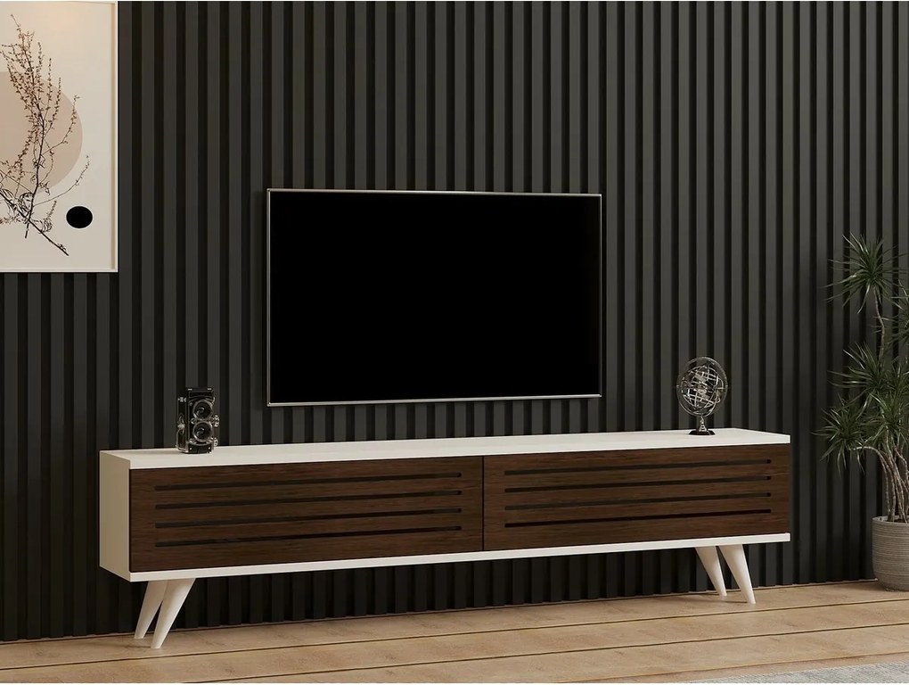Hill Walnut a biely TV stolík