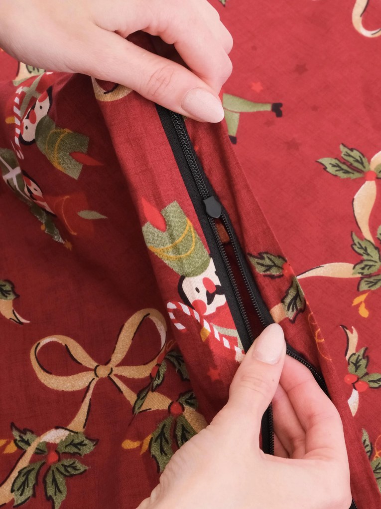 Vianočné bavlnené obliečky Renforcé - Luskáčik červené