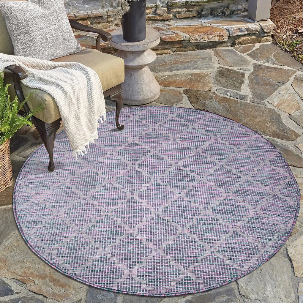 Dekorstudio Šnúrkový okrúhly koberec PALM 3069 - ružovomodrý Priemer koberca: 120cm