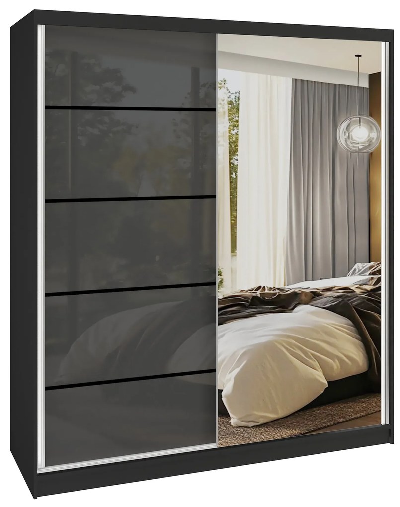 Šatníková skriňa SERENITY 158 cm šedý lesk MGB SERENITY SZP7/0/B/S/0/HIAL