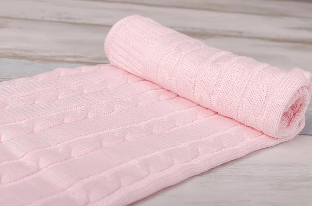 Pletená deka Vrkoč - ružová