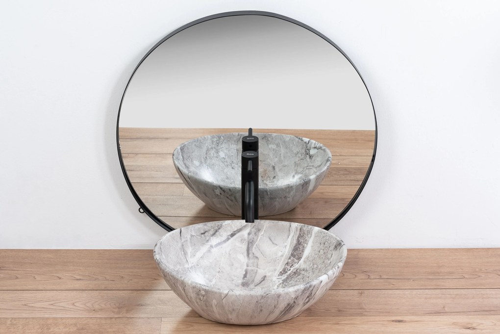 Rea Sofia Light Stone, umývadlo na dosku 410x345x150 mm, imitácia kameňa-šedá, REA-U9908