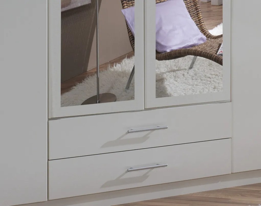 Šatníková skriňa so zrkadlami Cliff, 180 cm, biela