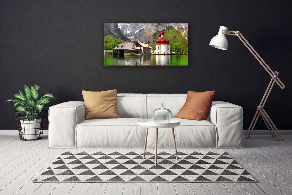 Obraz na plátne Hora strom dom krajina 125x50 cm