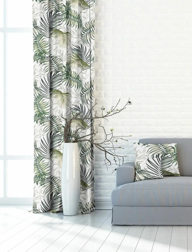 Záves dekoračný alebo látka, OXY Palmové listy, zelené, 150 cm 150 cm