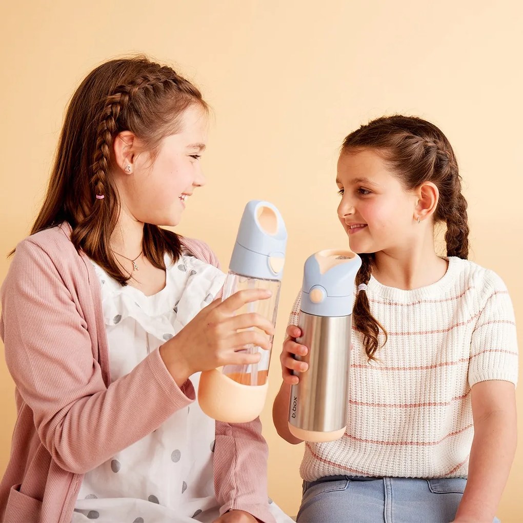 Fľaša na pitie so slamkou 600 ml - broskyňová