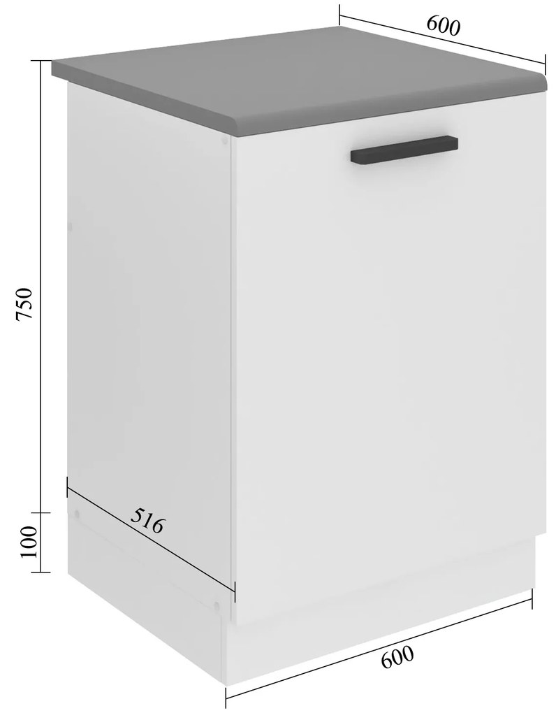 Kuchynská skrinka Belini Premium Full Version drezová 60 cm šedý mat s pracovnou doskou