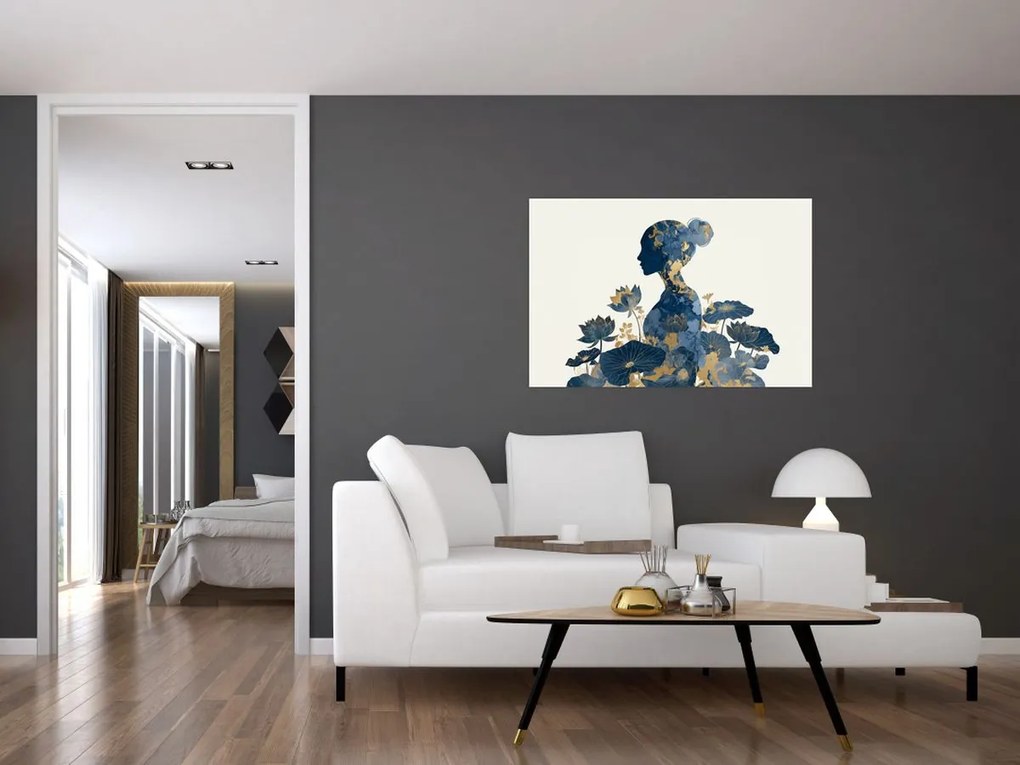 Obraz - Mramorový profil ženy (90x60 cm)