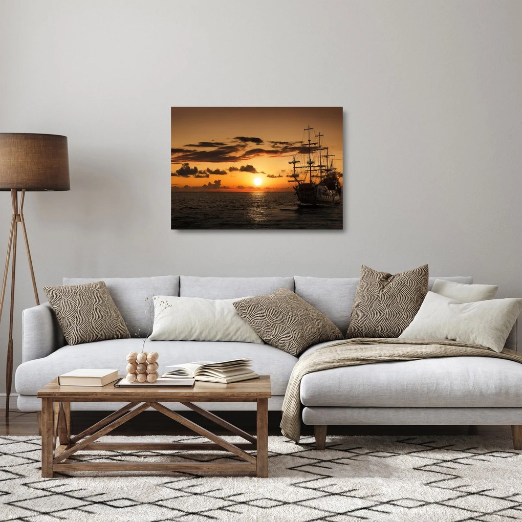 Sklenený obraz - Pirátska loď (70x50 cm)