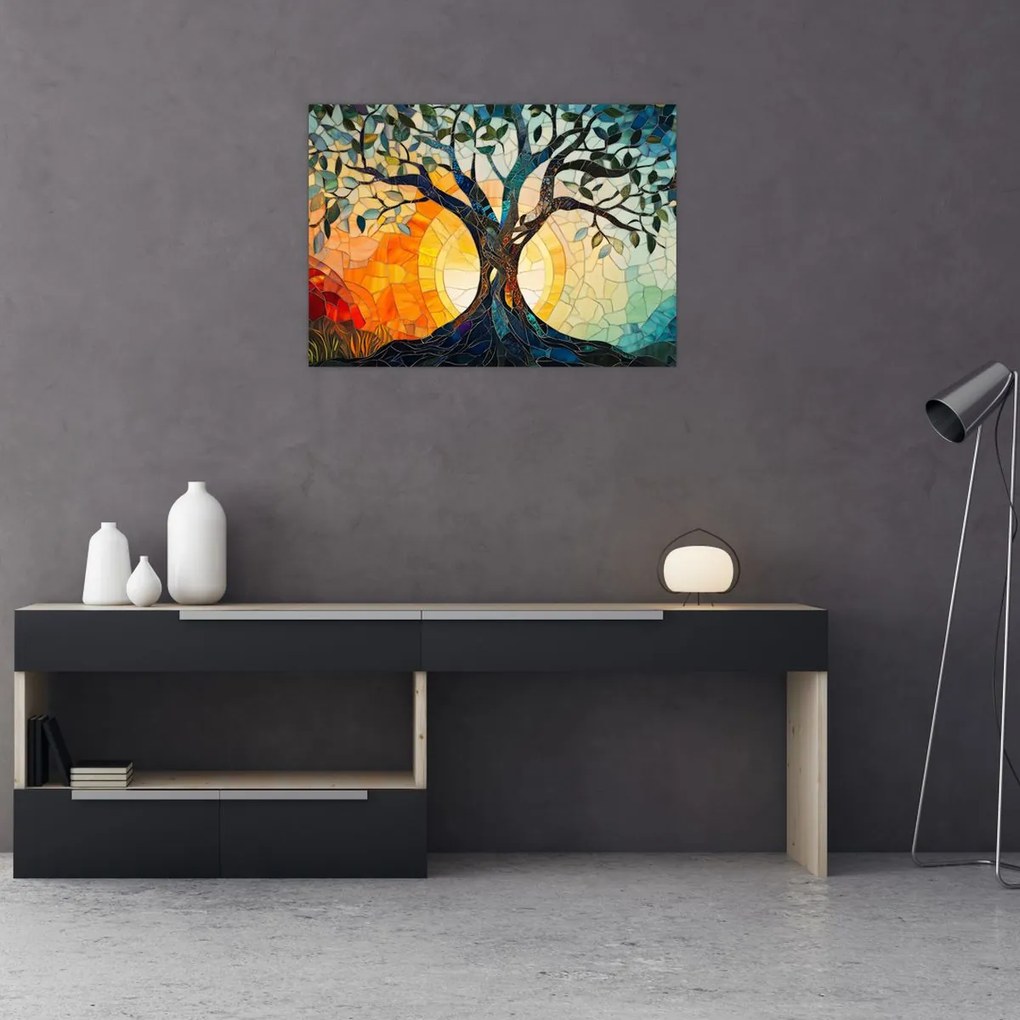 Obraz – Mozaika – slnko a strom I. (70x50 cm)