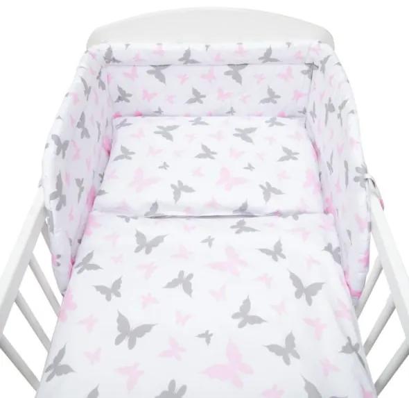NEW BABY 3-dielne posteľné obliečky New Baby 100/135 cm biele motýle