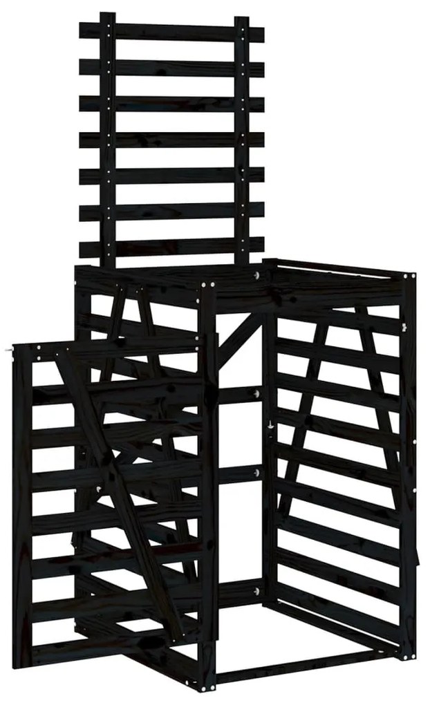 Úložný box pre odpadkový kôš čierny 84x90x128,5 cm borovica